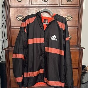 Adidas Men’s M/L Black Jacket with Orange Stripes - Like New
